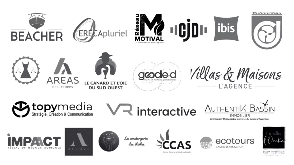 Entreprises et partenaires ayant fait confiance à Art6Sens : Beacher, Ibis, DUBOURDIEU, Areas Assurances, Authentik Bassin, Réseau Motival, VR Interactive, etc.