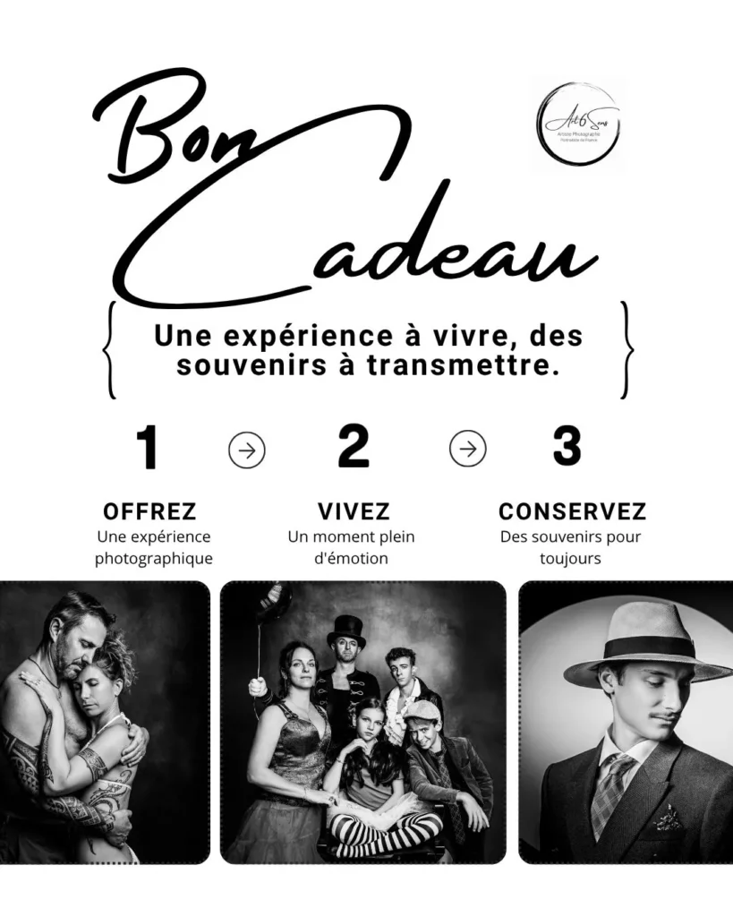 Carte cadeau pour réaliser une séance photo au studio Art6sens à La Teste